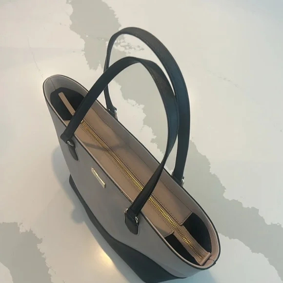 KATE SPADE Laurel Way Med Dally Tote Bag Warm Beige/Black purse Saffiano Leather - Picture 3 of 8